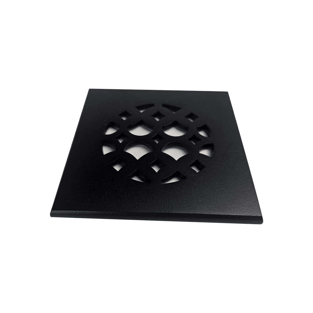 Grille d'aération ronde 2,5" | Aluminium moulé | Plaque frontale carrée supérieure 4"x4" (modèle VR100) sans rebord à l'arrière