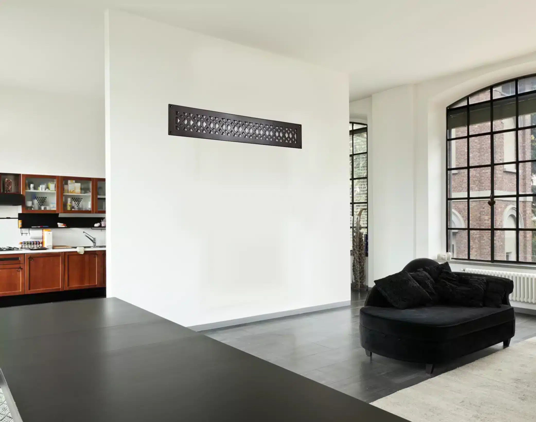 Air Return Grill 4″ X 24″ VR100 With Holes And Matching Screws Top Faceplate Size 6″ X 26″ HVAC Duct Cover Decorative Handcrafted High-Quality Metal – Cast Aluminum Powder Coated Re-Paintable For Walls, Ceilings, And Floors without Damper