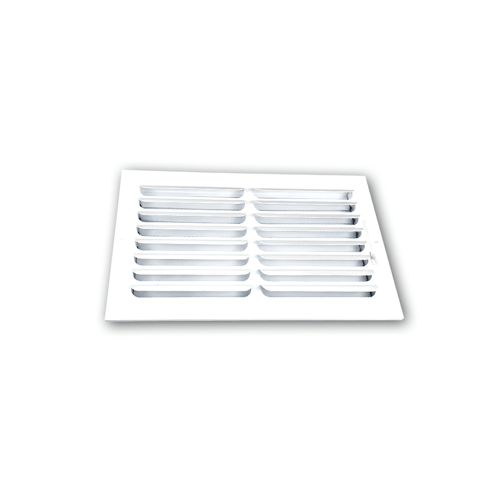 Ceiling and Sidewall Grille White 14"x8" - Steel 1CB Curved Blade one Way Register