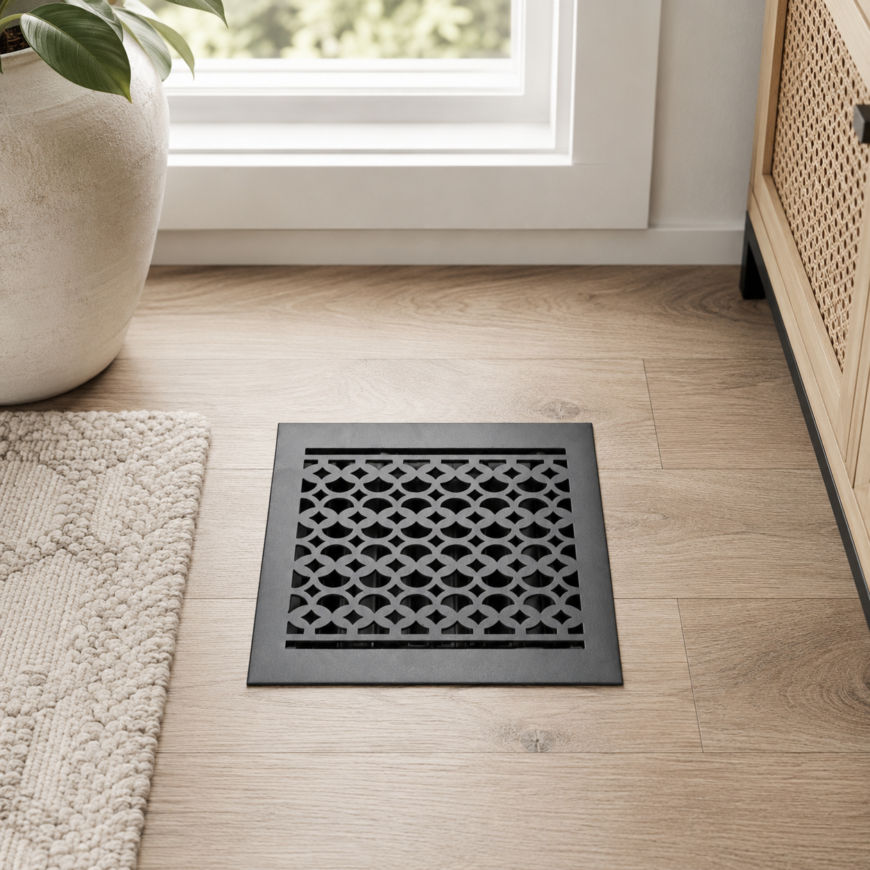 9" x 9" Floor Register Cast Aluminum with Damper, Tudor Mushroom Design Vent Cover VR100