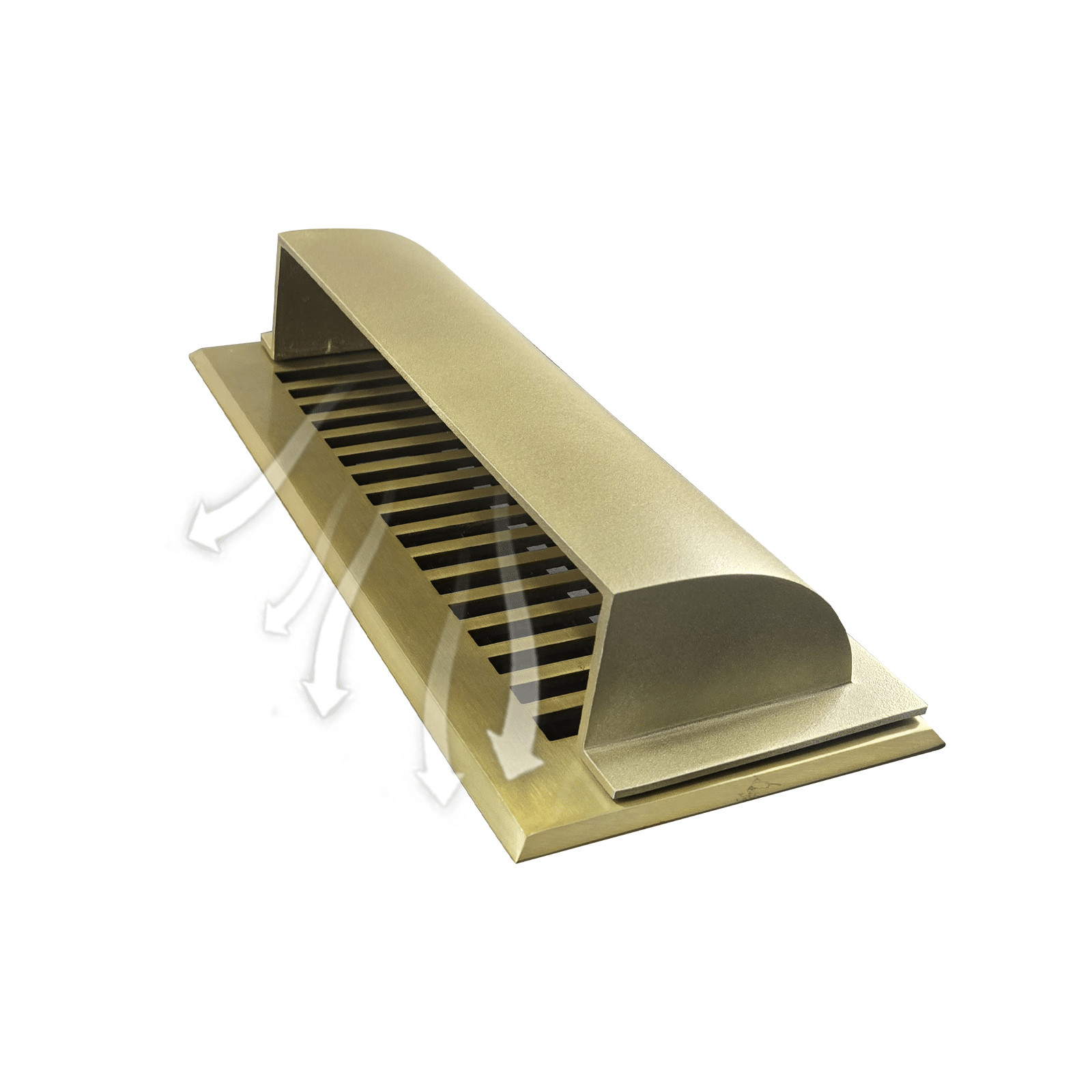 Metal Floor Vent Air Deflector 4"x14"- cast Aluminum HVAC Diverter fits on 4"x14" and 6"x14" Vents. Heavy - duty Vent Cover for Vents Under Furniture, Beds, Sofas, or Curtains - Dome Design Matte Gold