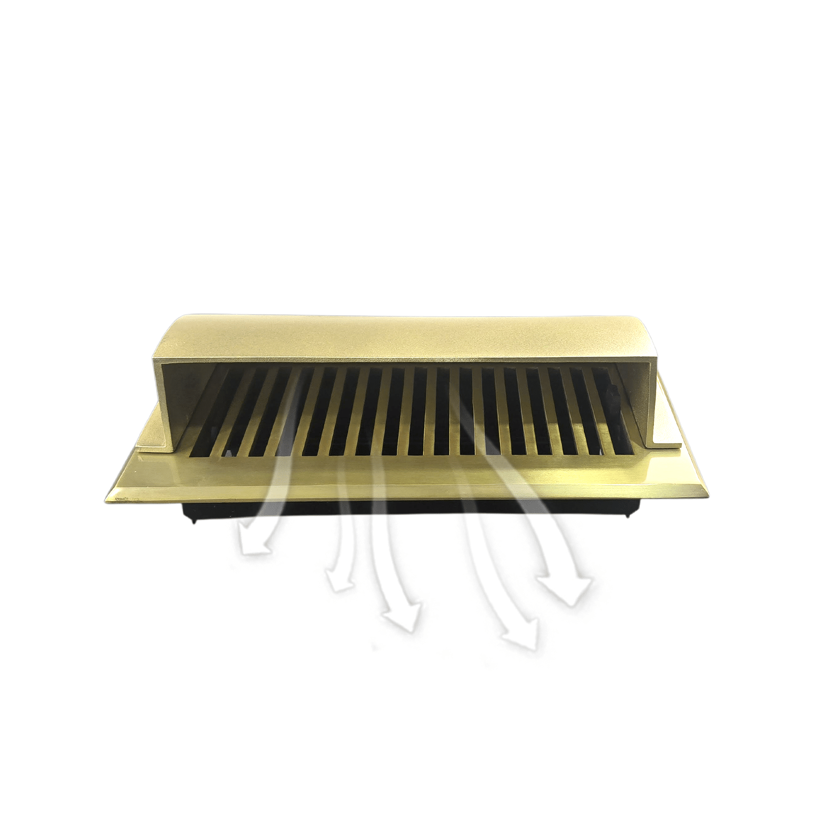 Metal Floor Vent Air Deflector 4"x14"- cast Aluminum HVAC Diverter fits on 4"x14" and 6"x14" Vents. Heavy - duty Vent Cover for Vents Under Furniture, Beds, Sofas, or Curtains - Dome Design Matte Gold