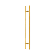 18" Back-to-Back Entry Door Pull / Push Handle - Round ‘H’ Type, Ladder Style Modern Design | Premium 304 Stainless Steel | PVD Gold Finish