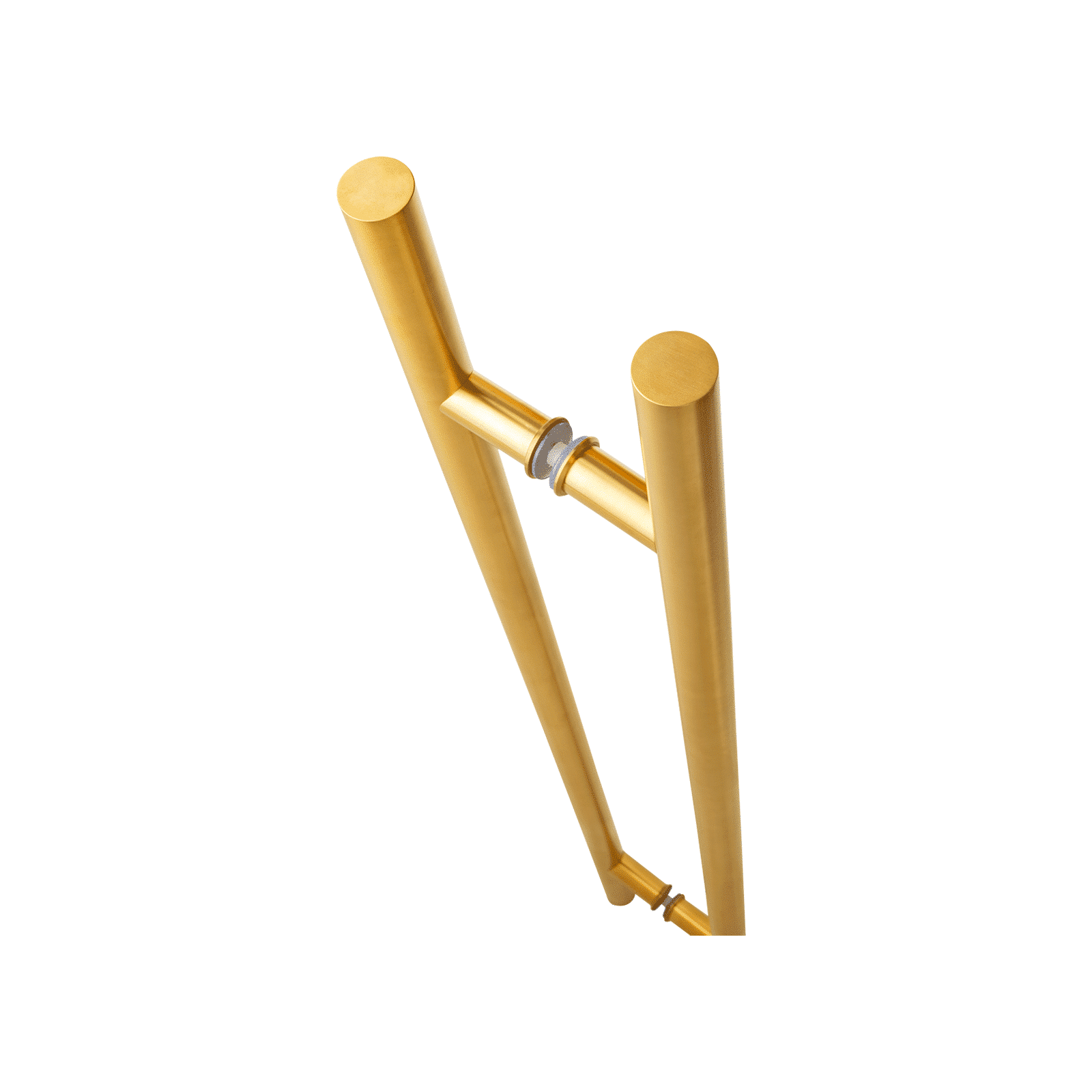 60" Back-to-Back Entry Door Pull / Push Handle - Round ‘H’ Type, Ladder Style Modern Design | Premium 304 Stainless Steel | PVD Gold Finish