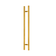 door pull long handle, entry door handle 18" square 'h' shape, stainless steel 304 pvd gold
