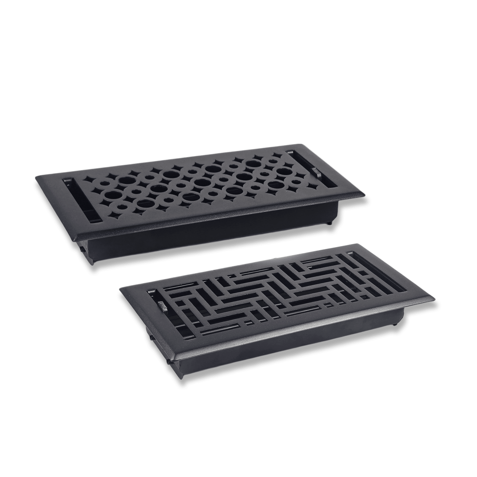 Grille de ventilation de sol en acier massif durable 4" x 10" - Design labyrinthe moderne et décoratif | Finition noir mat | Grille de ventilation CVC durable pour sol, mur ou plafond | Modèle VR105