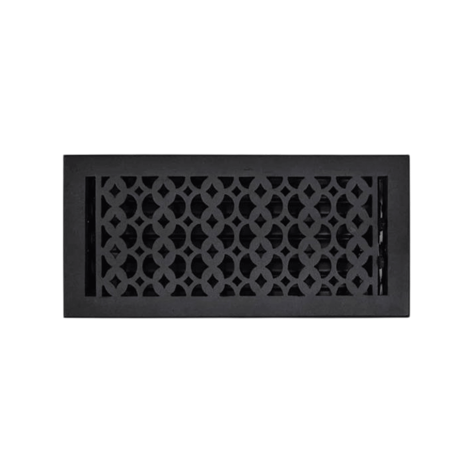 Floor Vent Cover / Register Size: 6” x 16” VR100 with Damper top faceplate outer size 7-3/4″ x 16-1/4″, thickness 5 mm, decorative handcrafted high-quality metal – cast aluminum powder coated Re-paintable for floors, walls, and ceilings