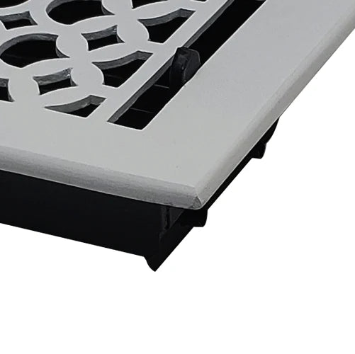 Floor Vent Cover / Register Size: 4” x 8” VR100 with Damper top faceplate outer size 5-1/2″ X 8-3/4″, thickness 5 mm, decorative handcrafted high-quality metal – cast aluminum powder coated Re-paintable for floors, walls, and ceilings
