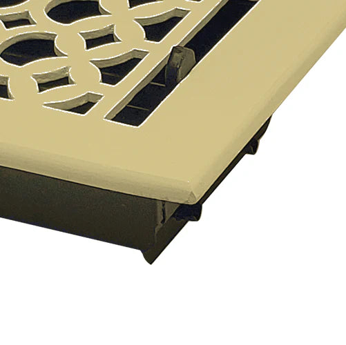 Floor Vent Cover / Register Size: 4” x 8” VR100 with Damper top faceplate outer size 5-1/2″ X 8-3/4″, thickness 5 mm, decorative handcrafted high-quality metal – cast aluminum powder coated Re-paintable for floors, walls, and ceilings