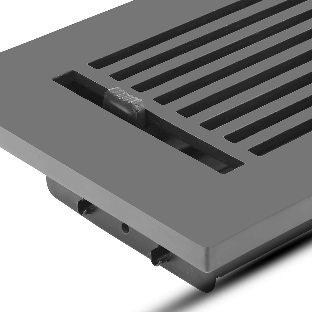 4" x 10" Floor Register with Damper, Cast Aluminum, Modern Linear Design Register VR109, Black Powder Coated Decorative HVAC Register, 6" x 12" Faceplate