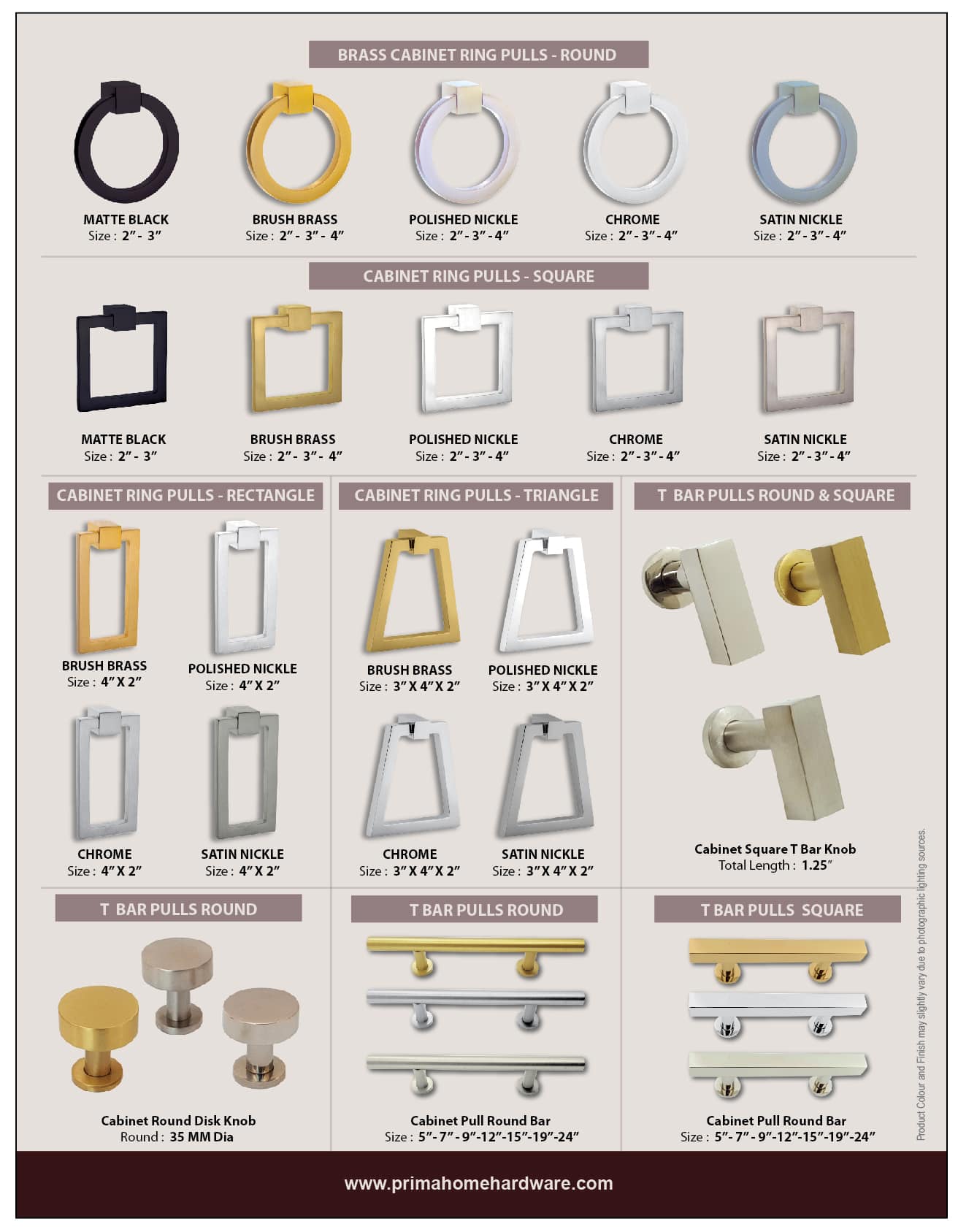 Bouton de meuble rond (style T) : barre de 12 mm
