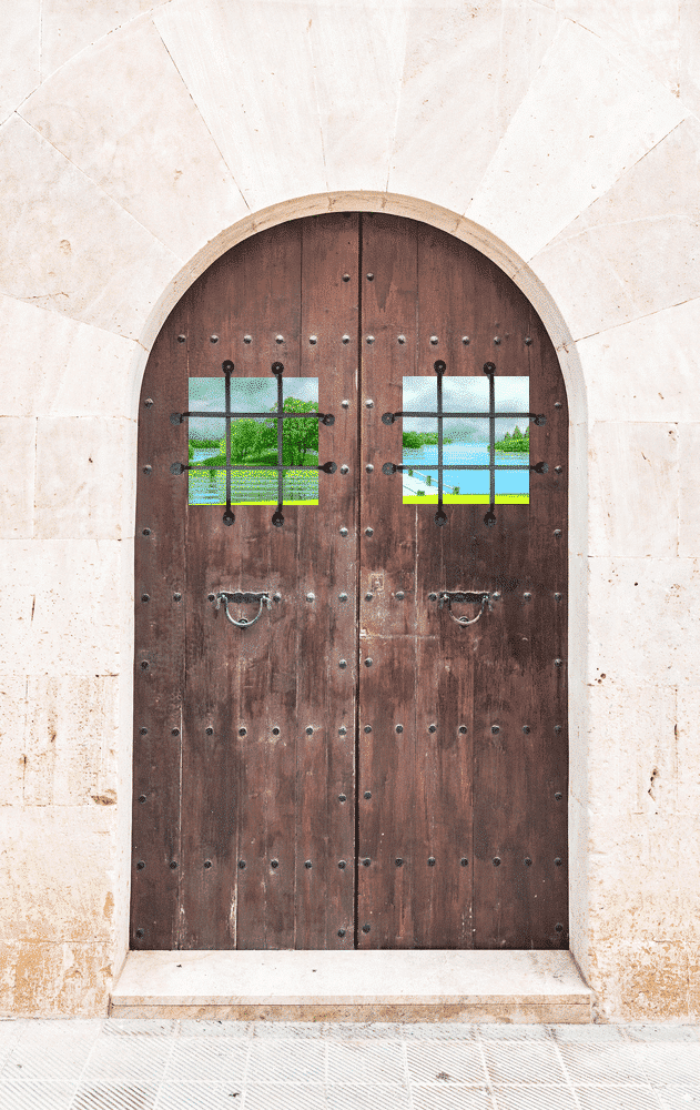 gate speakeasy grille iron scroll design 103