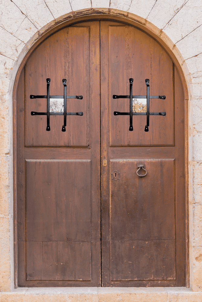 gate speakeasy grille iron scroll design 103