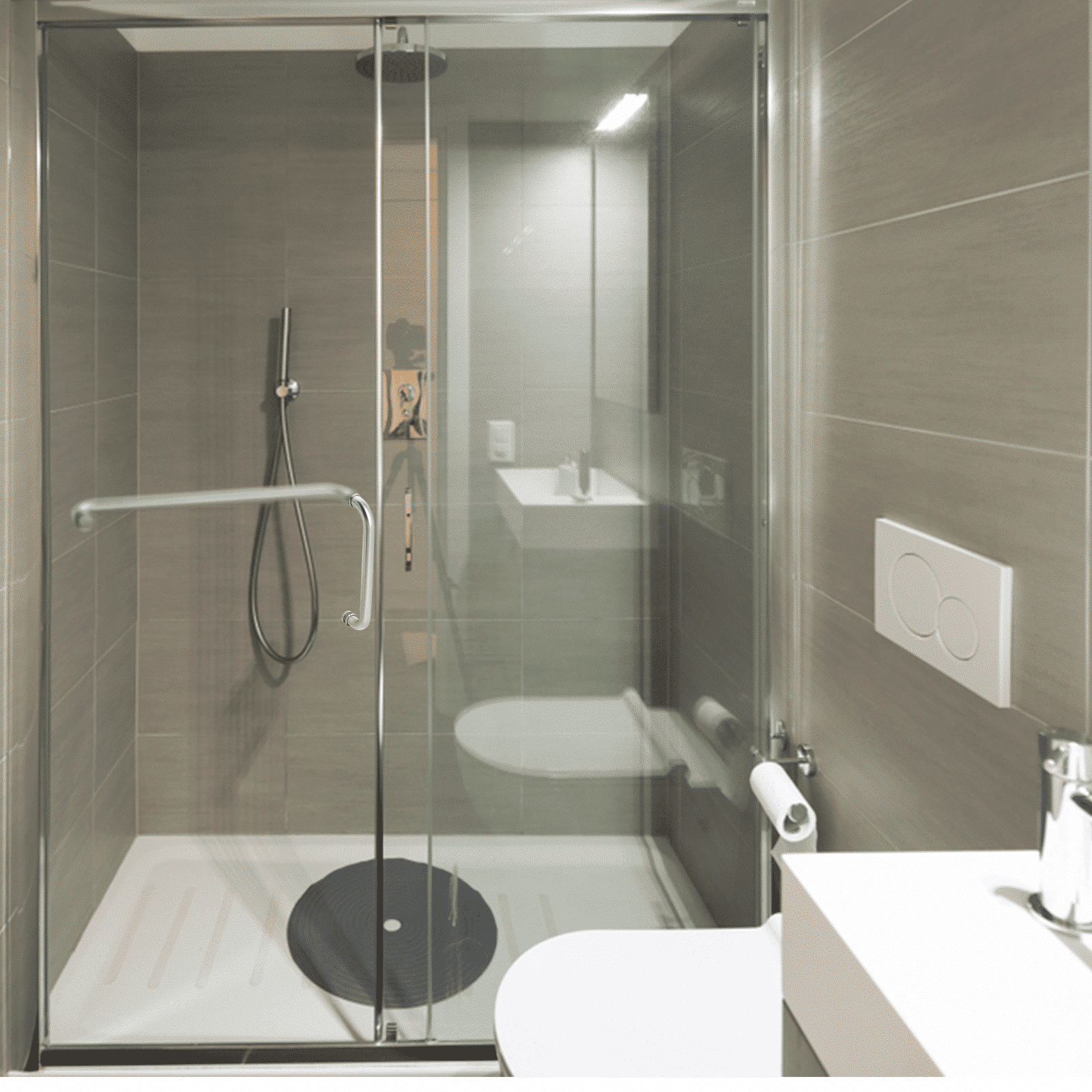 Poignée de porte de douche en verre et barre porte-serviettes, ronde, en acier inoxydable, 24 po
