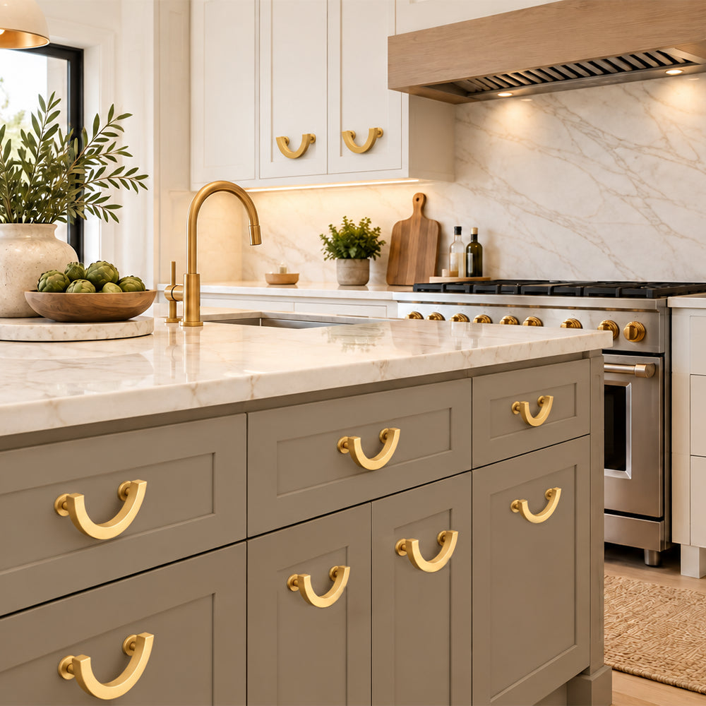 Modern Half-Round Cabinet Pull Handle 7" – Solid Brass