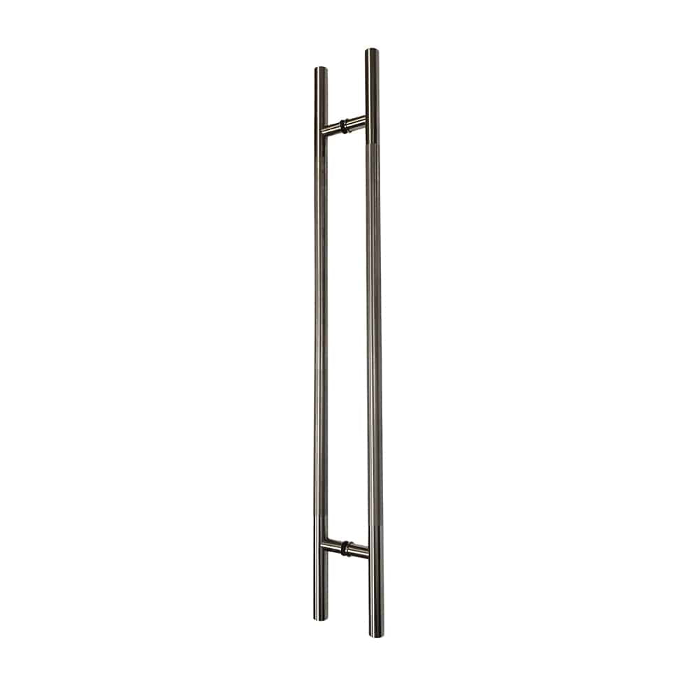 Poignée de porte ronde moletée type « H » - 48 po, satinée