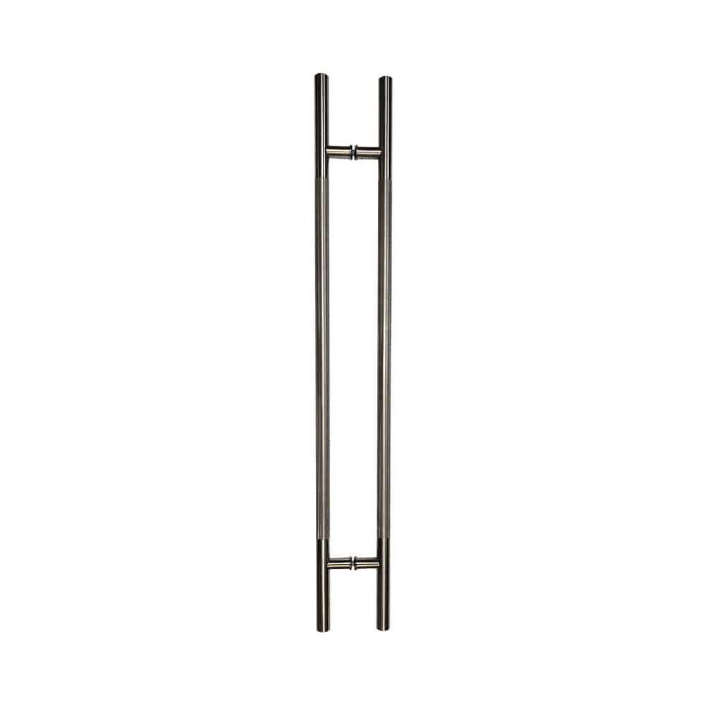 Poignée de porte ronde moletée type « H » - 48 po, satinée