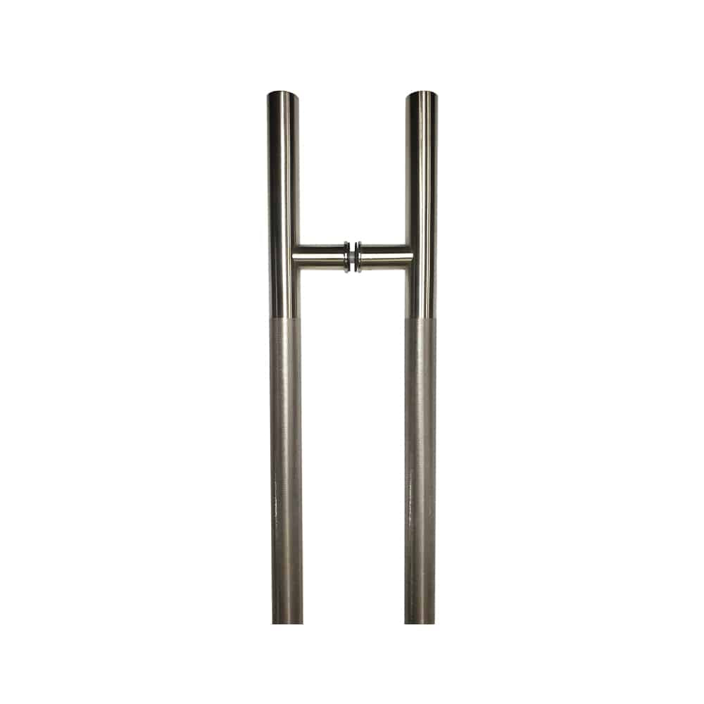 Poignée de porte ronde moletée type « H » - 48 po, satinée