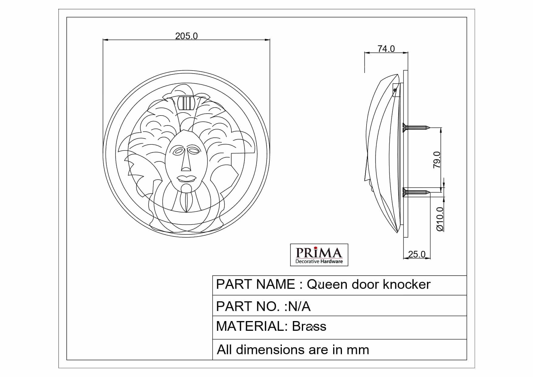 medusa door knocker, 8" cast aluminum