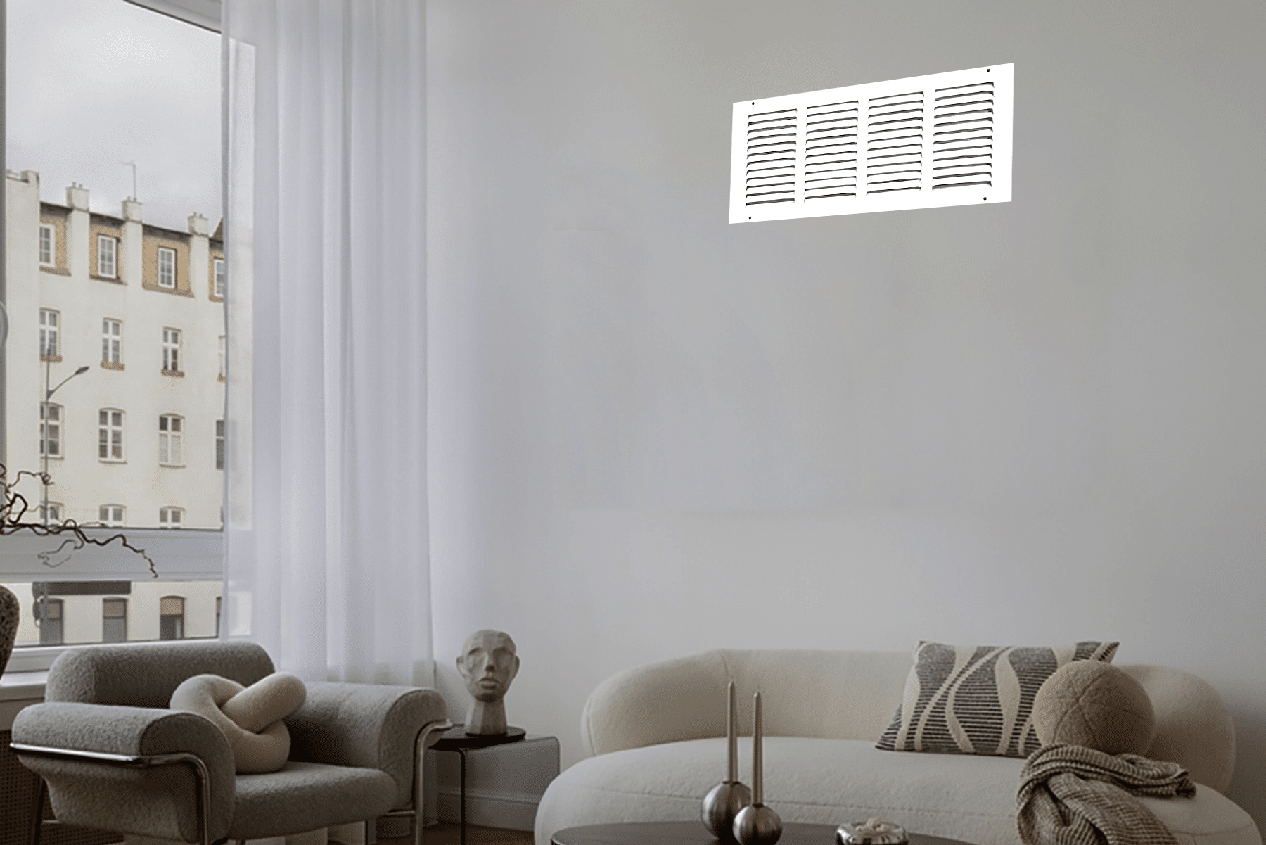 Grille de retour d'air 1 RA 16"x6" pour mur latéral et plafond