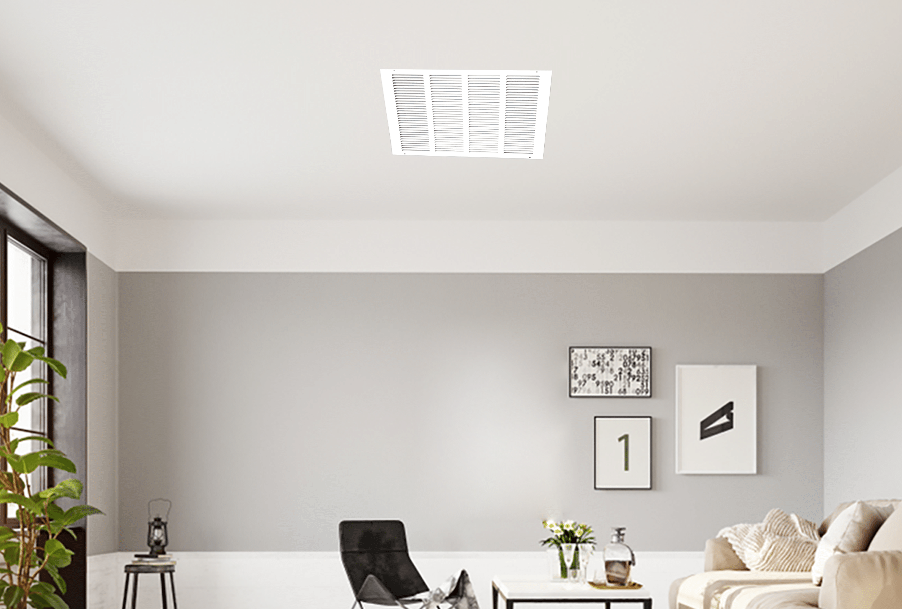 Grille de retour d'air 1 RA 16"x16" pour mur latéral et plafond