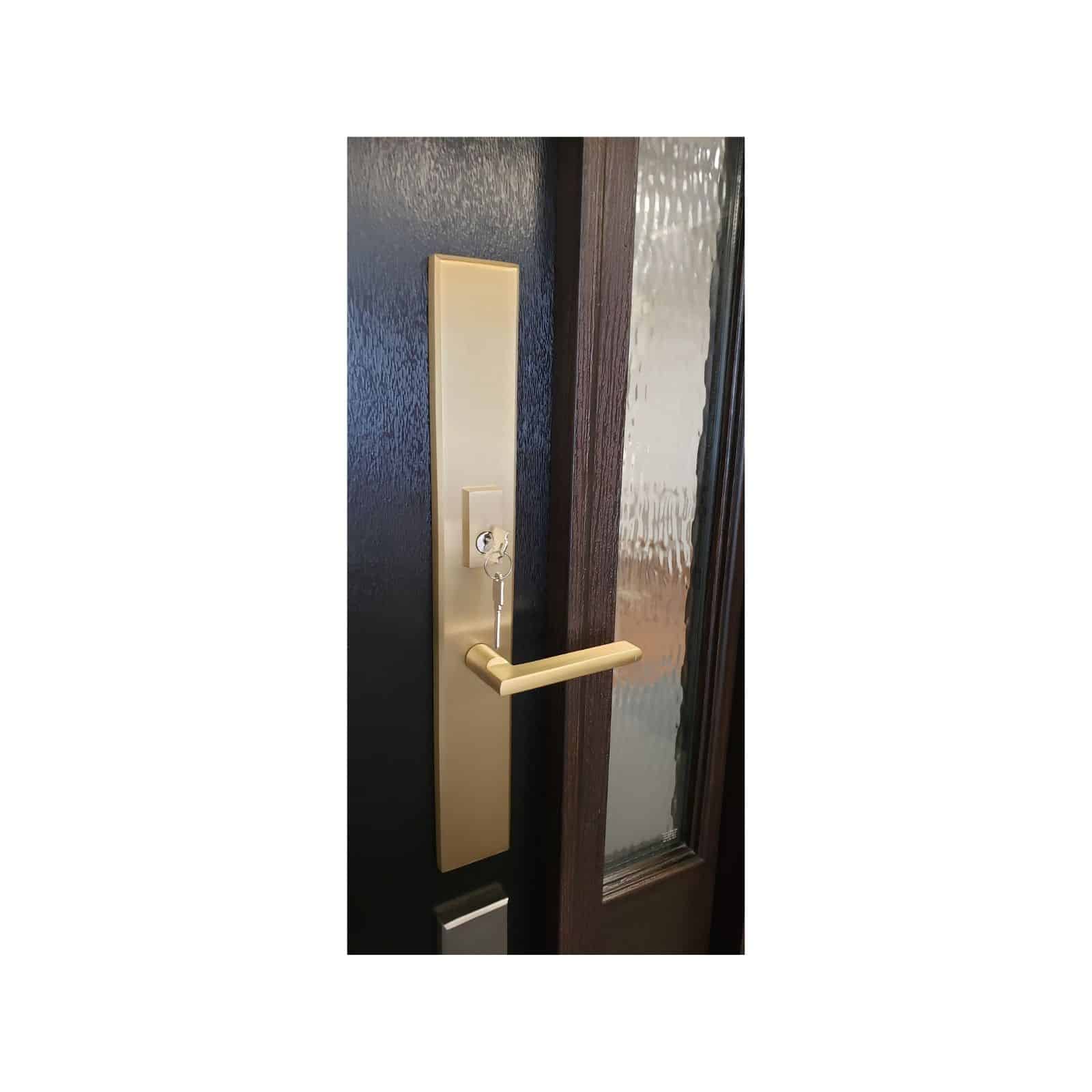 Multi Point Lock Trim Set Brass 11"X2" Milano Small Satin Gold