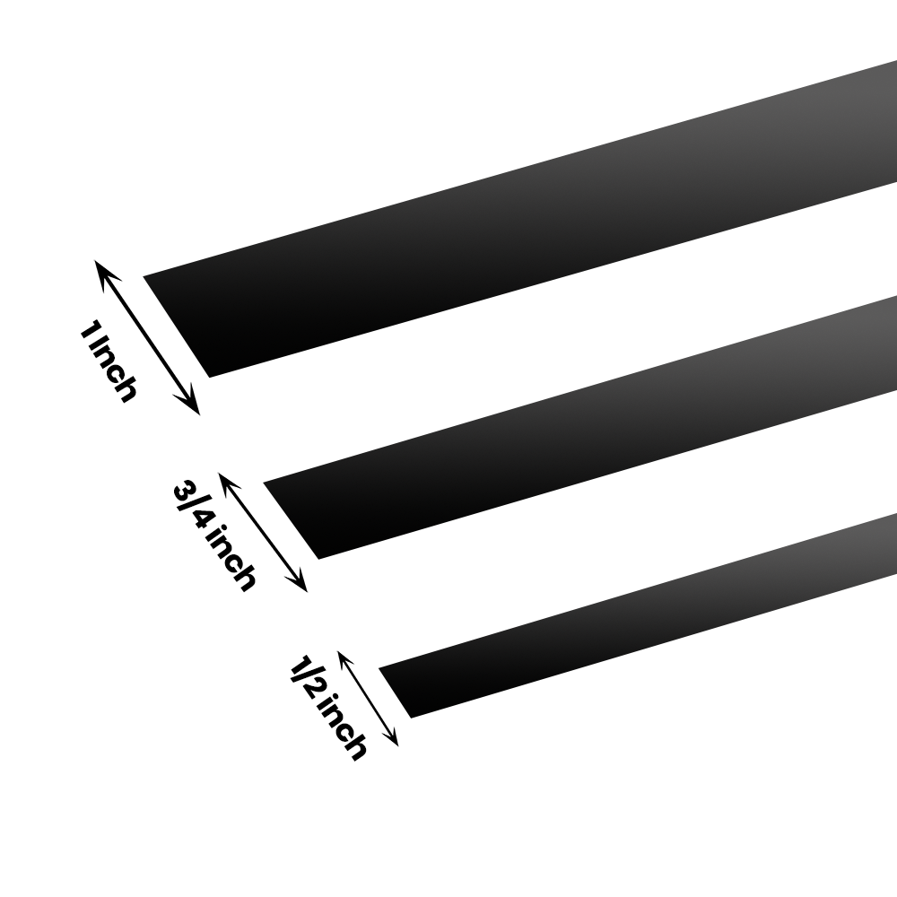 Stainless Steel 304 Flat Trim Strip with Self-Adhesive Backing – 1/2" Wide x 31" Long – Brushed Satin Nickel, Brushed Gold & Matte Black – Flat Strip with Round Edges on both ends
