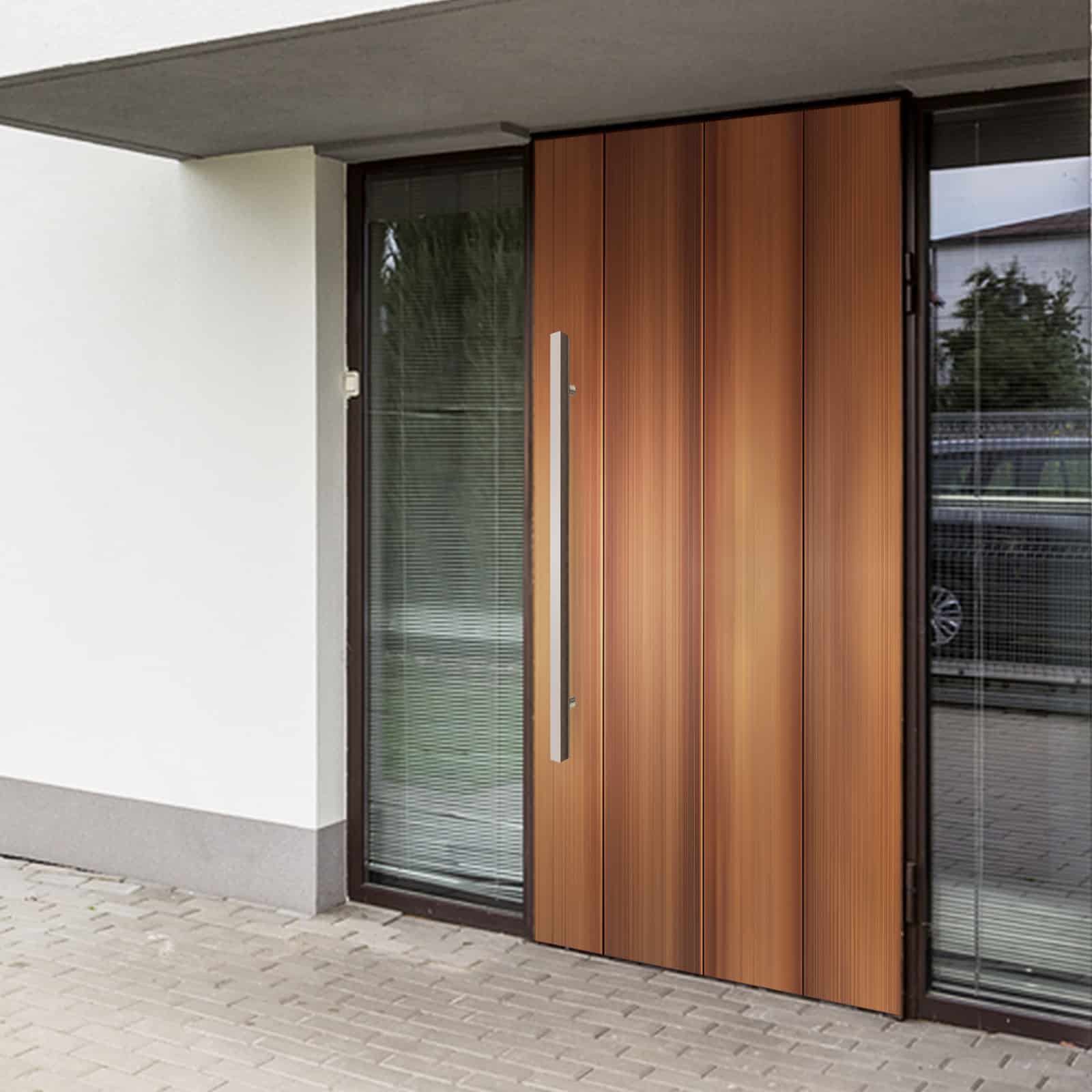 Poignée de porte d'entrée dos à dos de 61 cm, carrée, de type « H », style échelle, design moderne | Acier inoxydable 304 de qualité supérieure | Finition brossée satinée