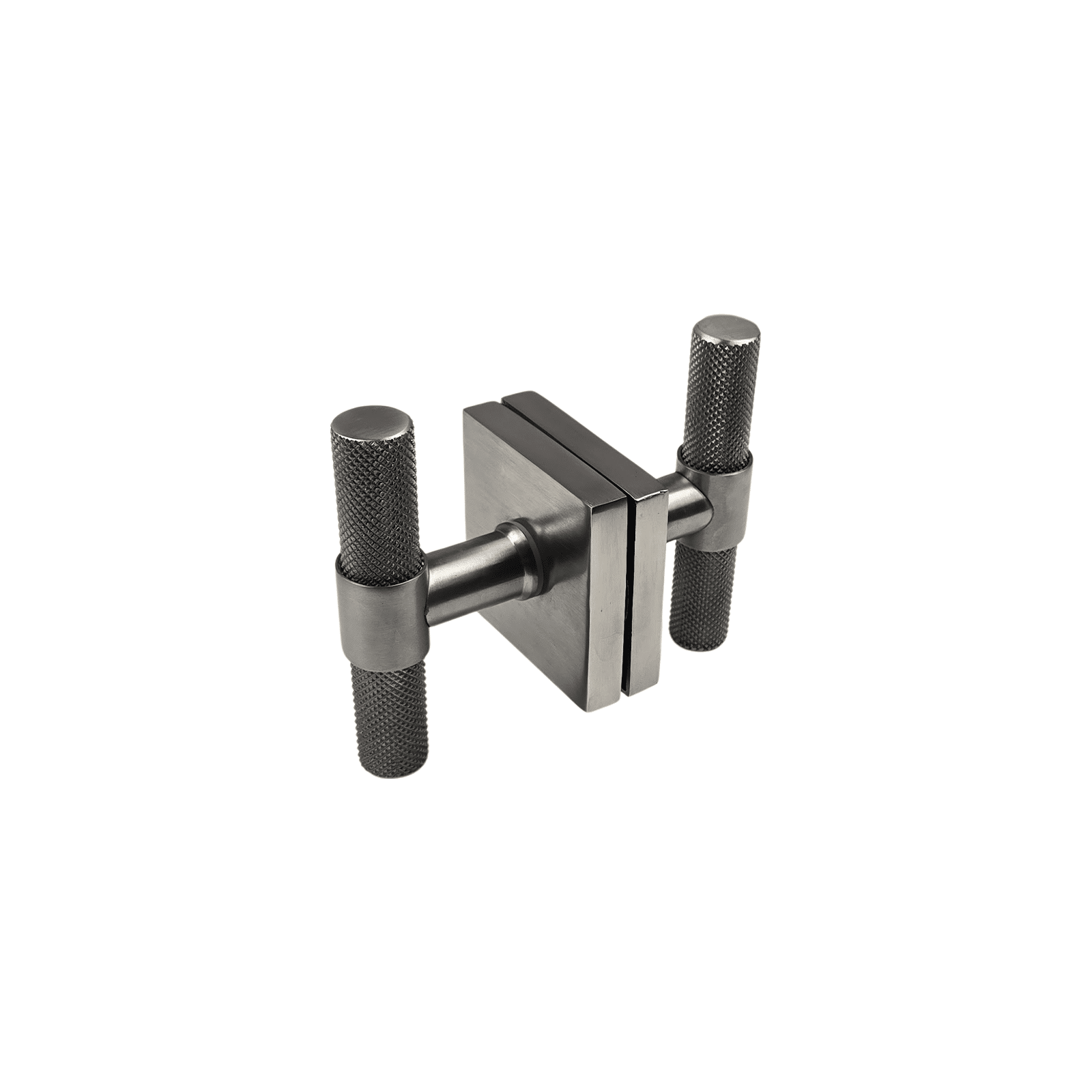 t bar style door handle/knob knurled design in barrel on square rosette