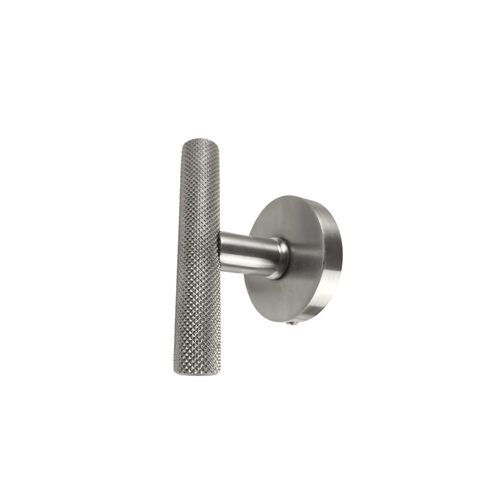 Poignée/bouton de porte de style T - Motif moleté sur rosace ronde