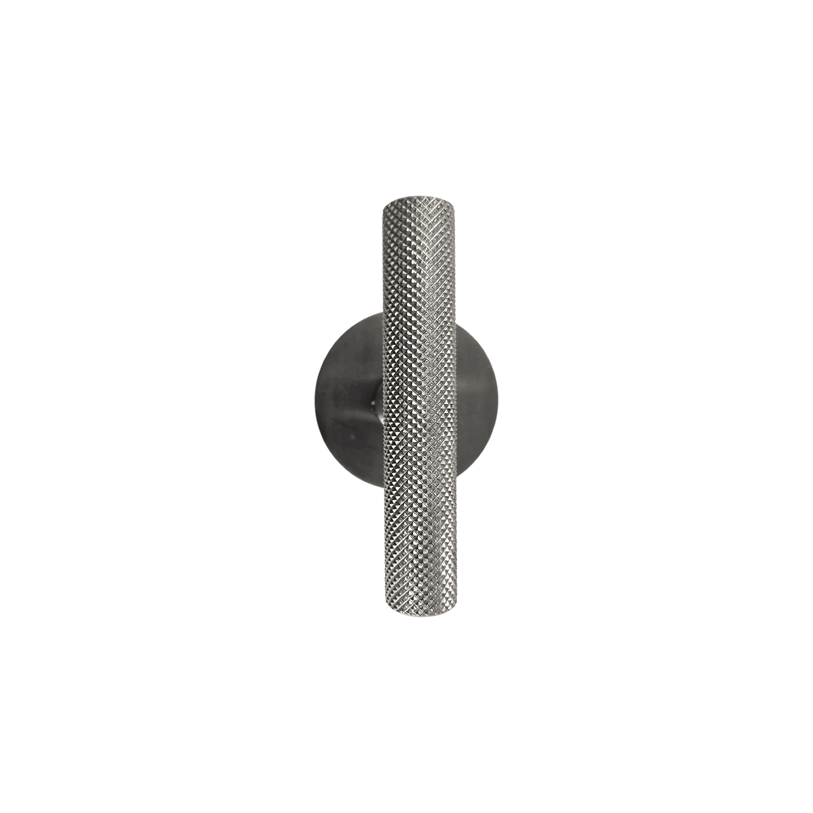 Poignée/bouton de porte de style T - Motif moleté sur rosace ronde