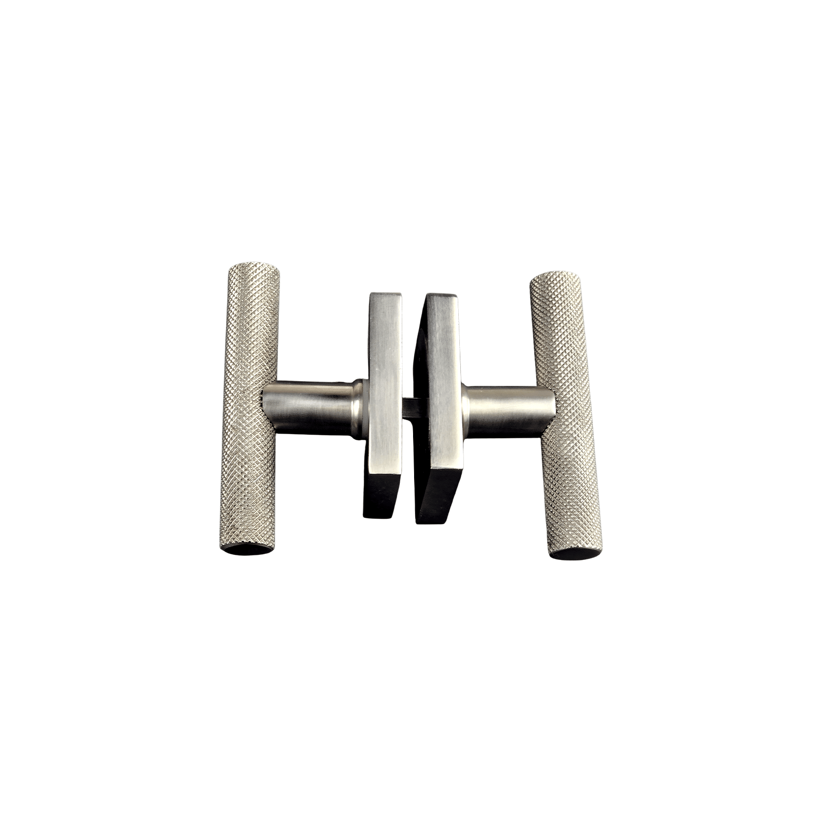 t bar style door handle/knob knurled design on round rosette