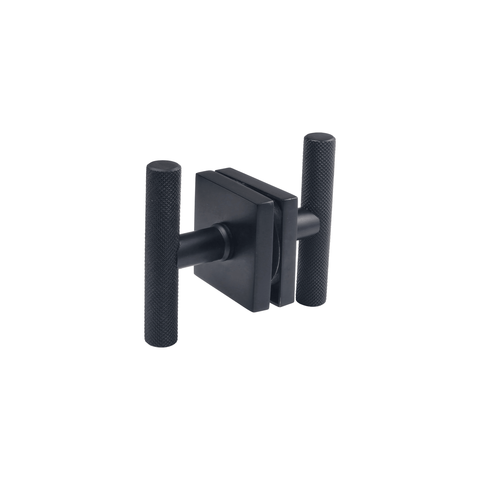 t bar style door handle/knob knurled design on square rosette
