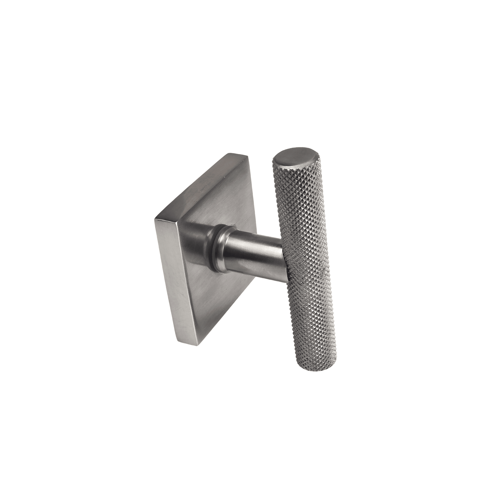 t bar style door handle/knob knurled design on square rosette
