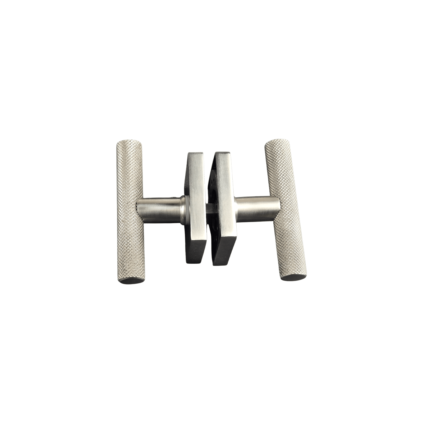 t bar style door handle/knob knurled design on square rosette