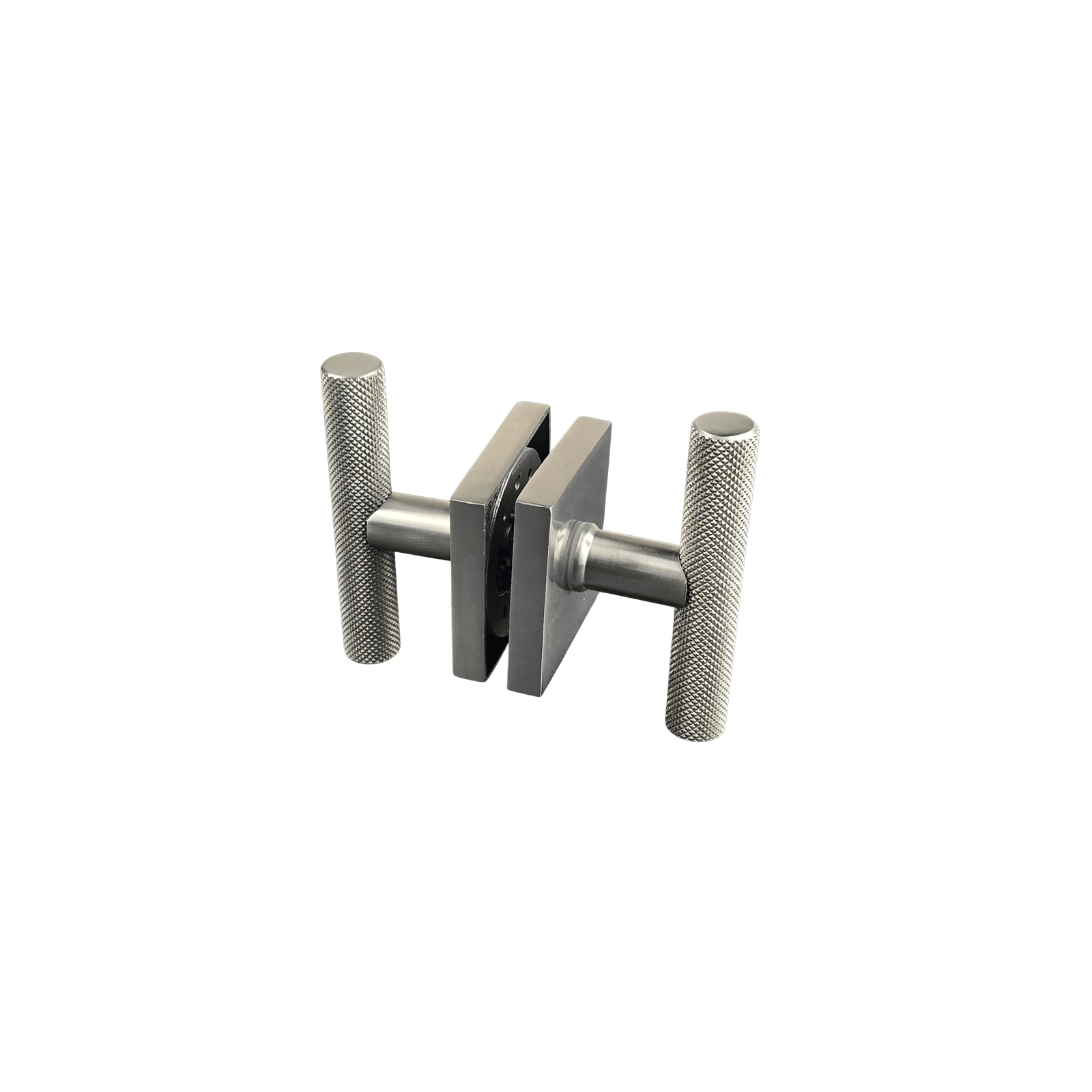 t bar style door handle/knob knurled design on square rosette
