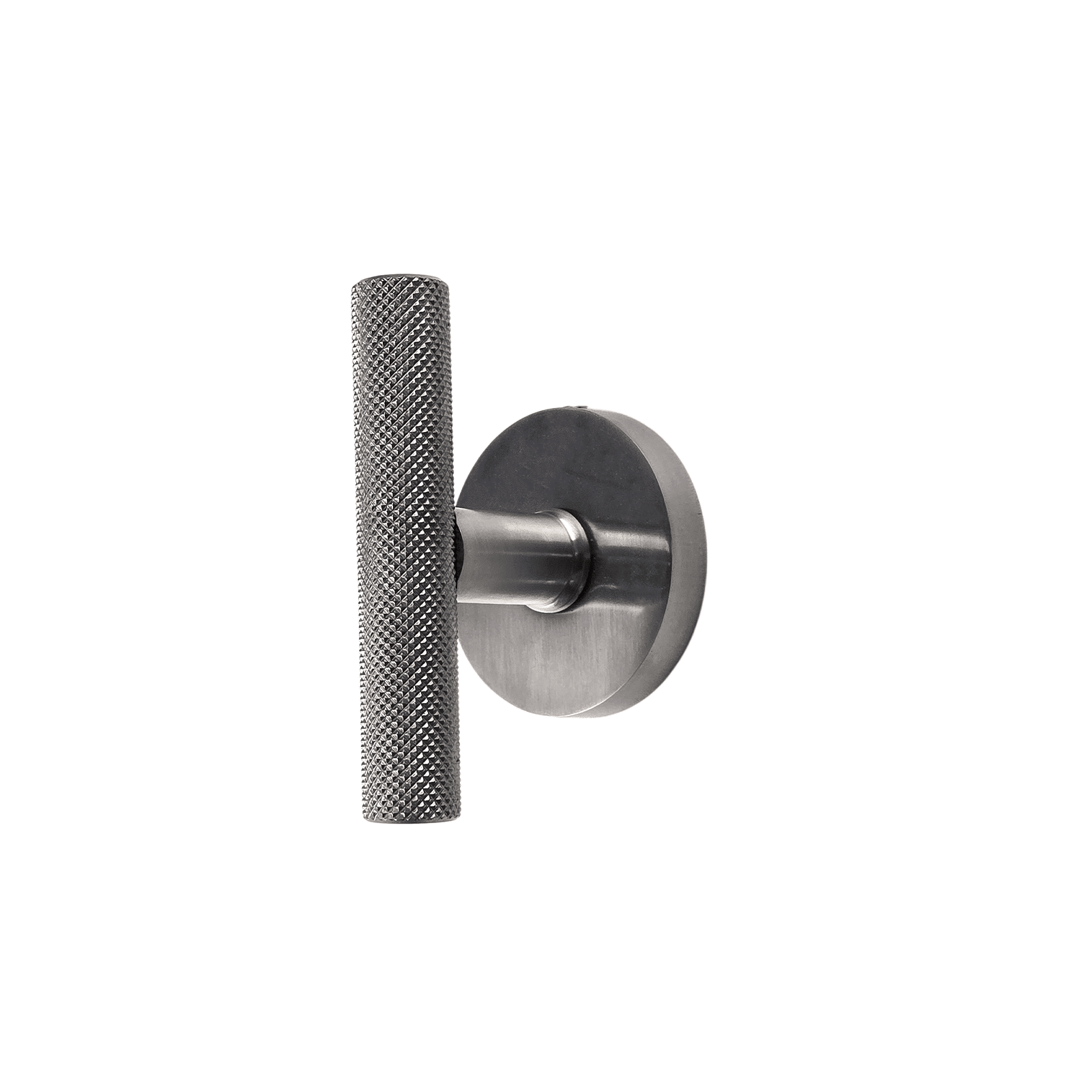 Poignée/bouton de porte de style T - Motif moleté sur rosace ronde