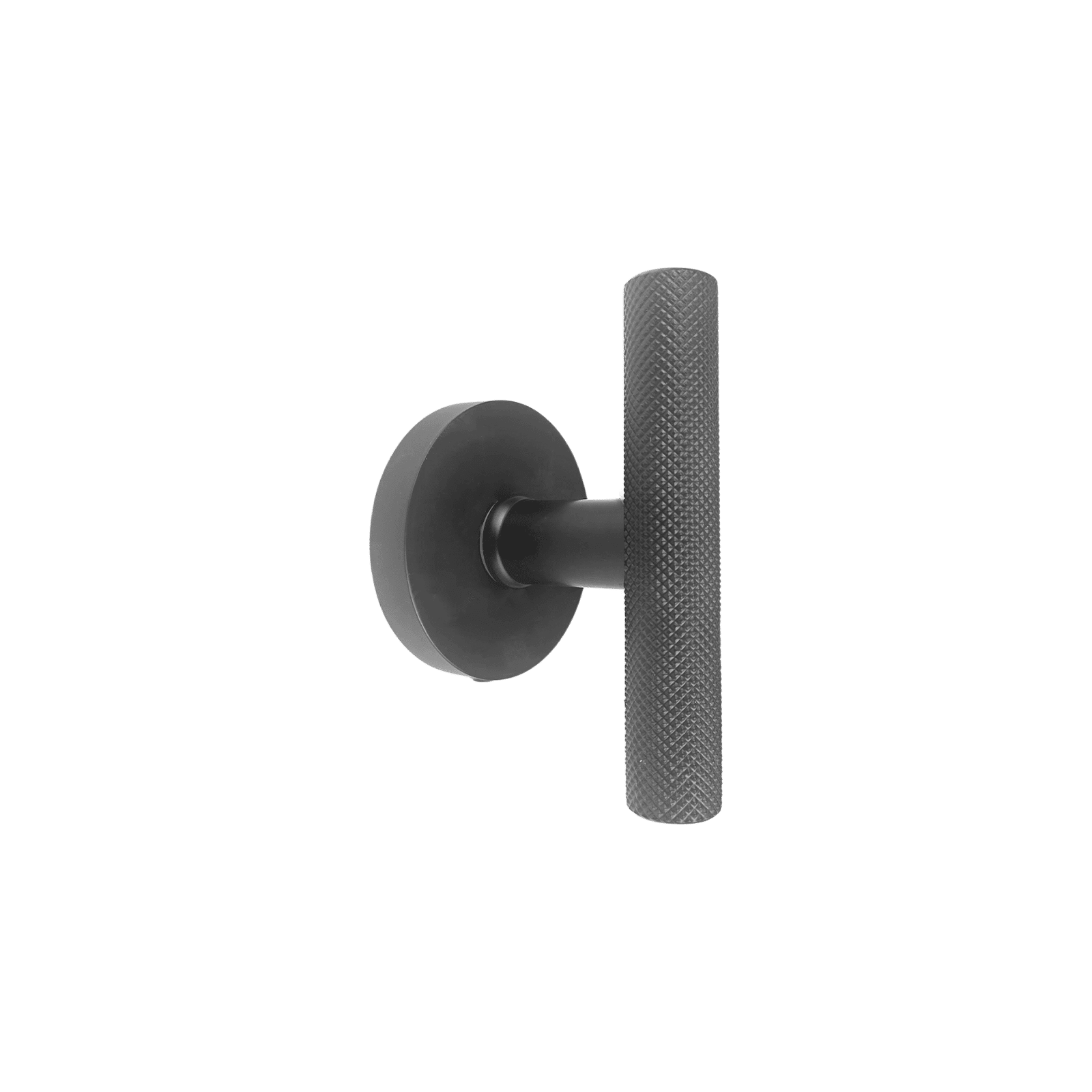 Poignée/bouton de porte de style T - Motif moleté sur rosace ronde