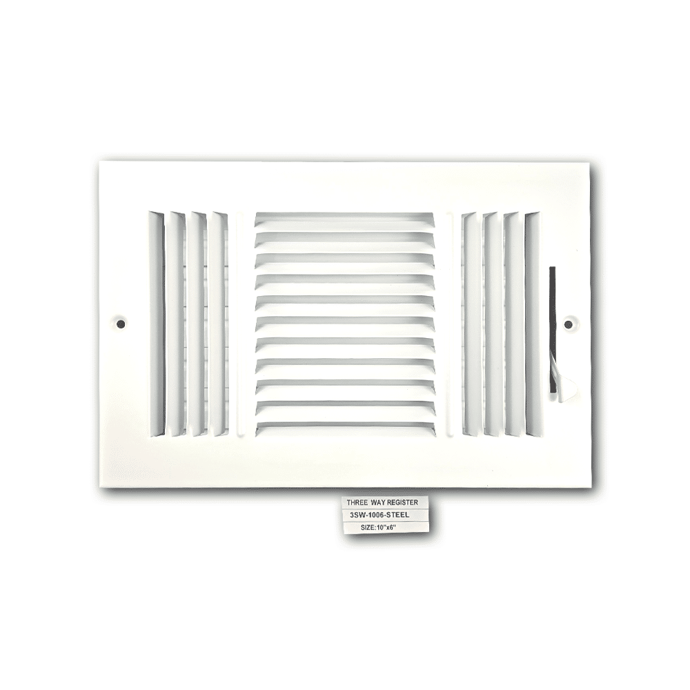 Three Way Side Wall/Celling Register 3SW 10"x6"
