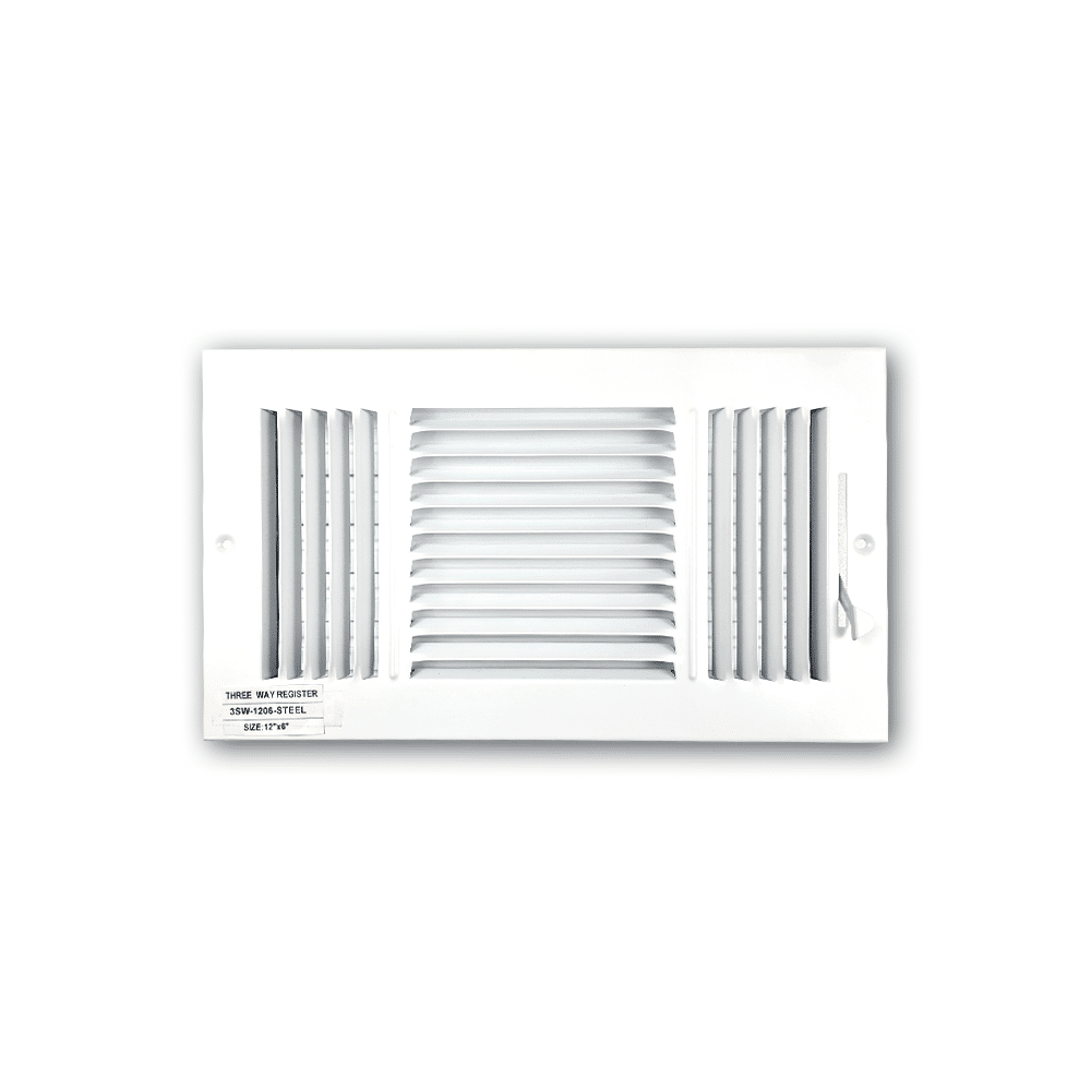 Three Way Side Wall/Celling Register 3SW 12"x6"