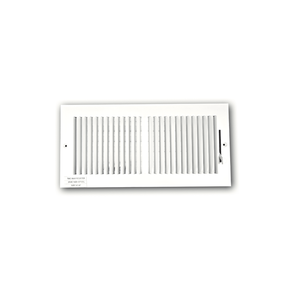 Grille de registre à deux voies 14"x6" 2SW pour murs latéraux et plafond