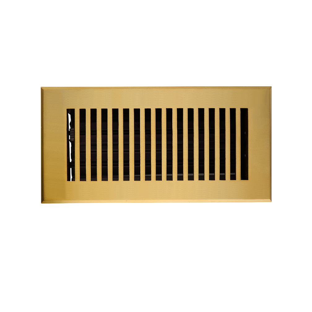 Gold rectangular air vent on a white background