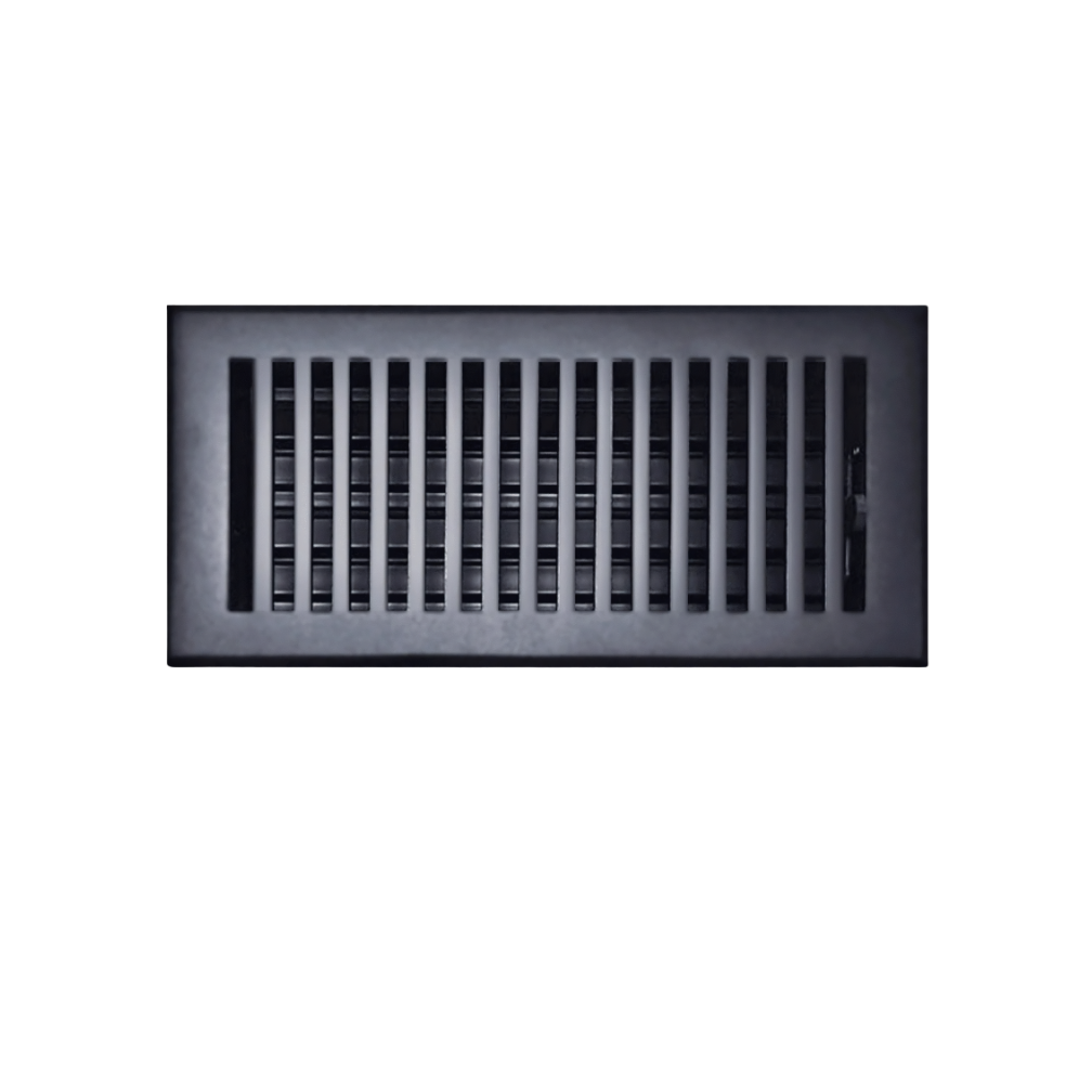 Black rectangular air vent on a white background