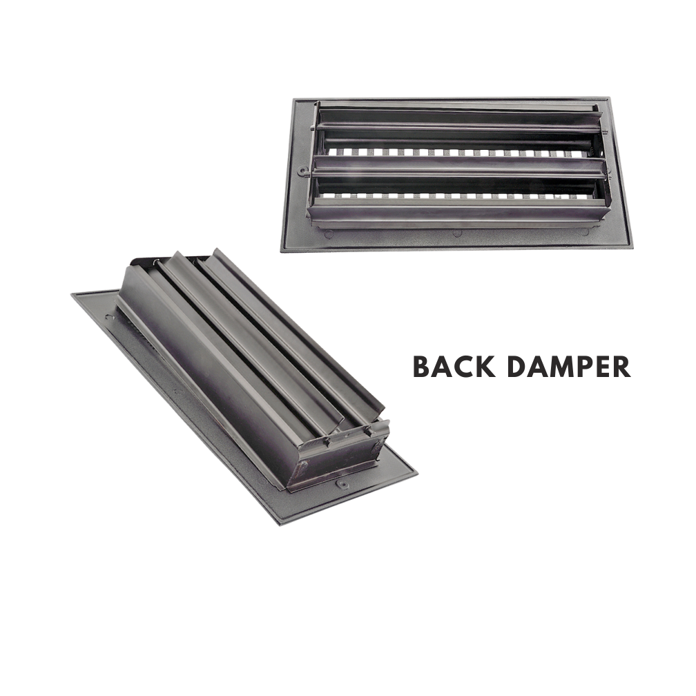 Two metal back dampers on a white background with 'BACK DAMPER' text.