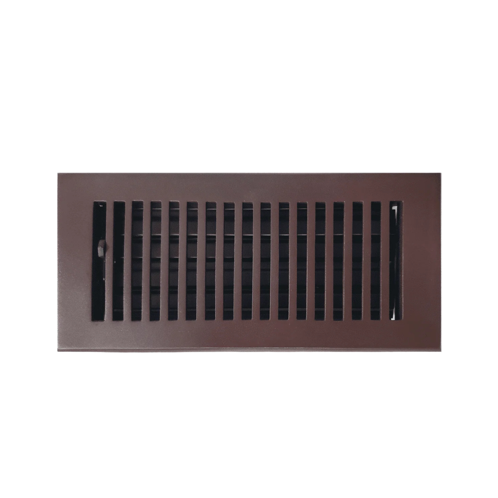 Rectangular brown metal vent on a white background