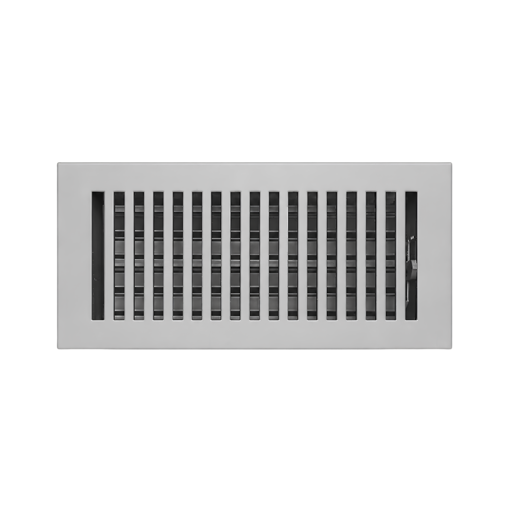 Rectangular metal air vent on a white background
