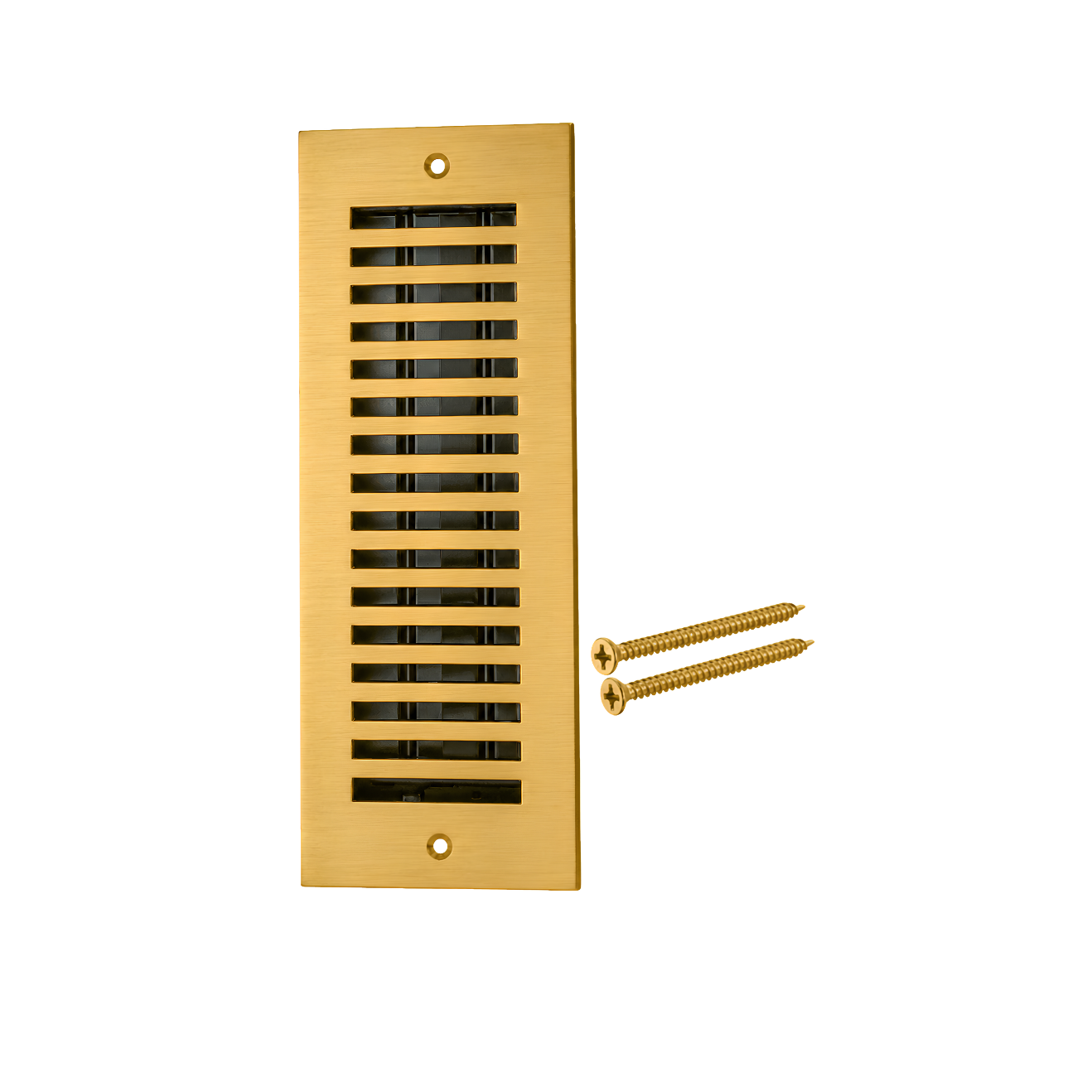 Gold rectangular vent with screws on a white background