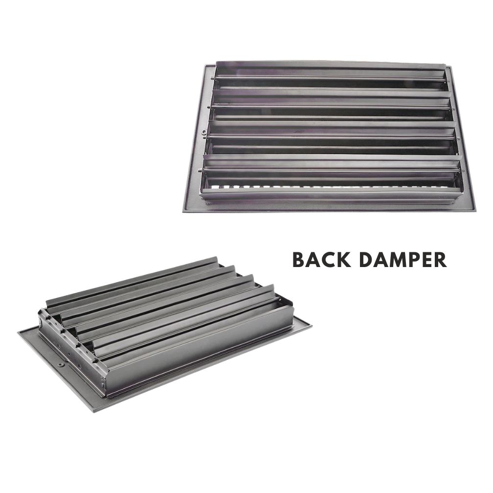 Two metal back dampers on a white background with 'BACK DAMPER' text.