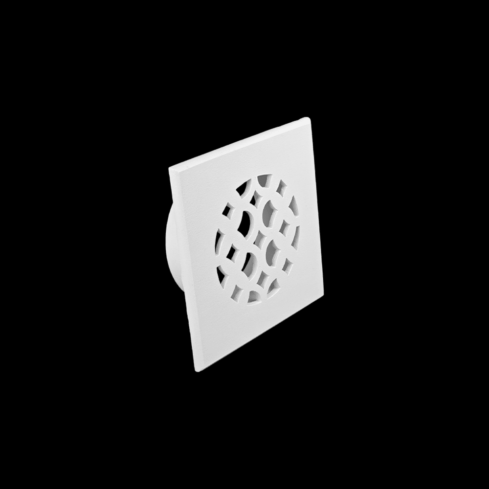 Grille d'aération ronde 4,5" | Aluminium moulé | Plaque supérieure carrée 6"x6" (Design VR100)