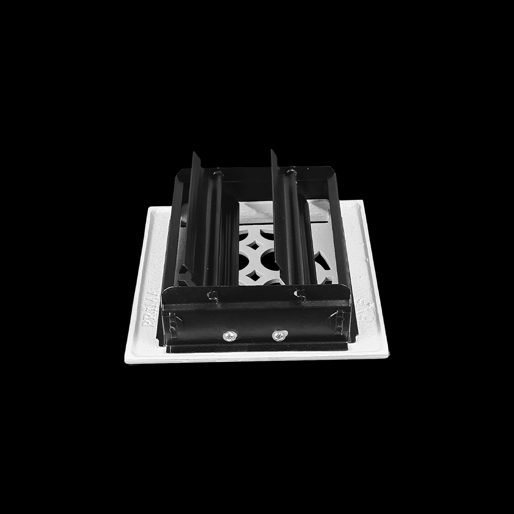 Air Vent Cover Round Vent Cover 4" | Cast Aluminum | Top square Faceplate 6"x6" with Damper at back for air control (Design VR100)